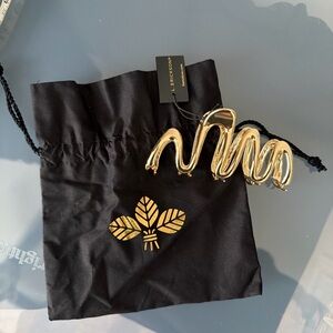 L. Erickson Gold Tone Sculptural Wave Hair Barrette Clip